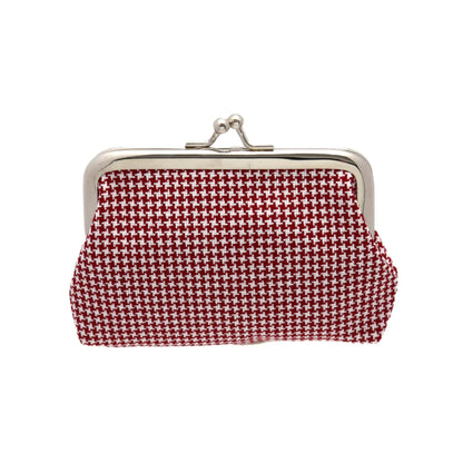 Red Checkered Vintage Coin Purse - - coin purse