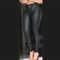 Black Women's PU Leather Double Zip Button Leggings - Kia Day Design