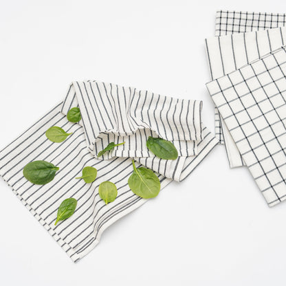 Stripe & Check Kitchen Towel Set - - Kitchen Towels