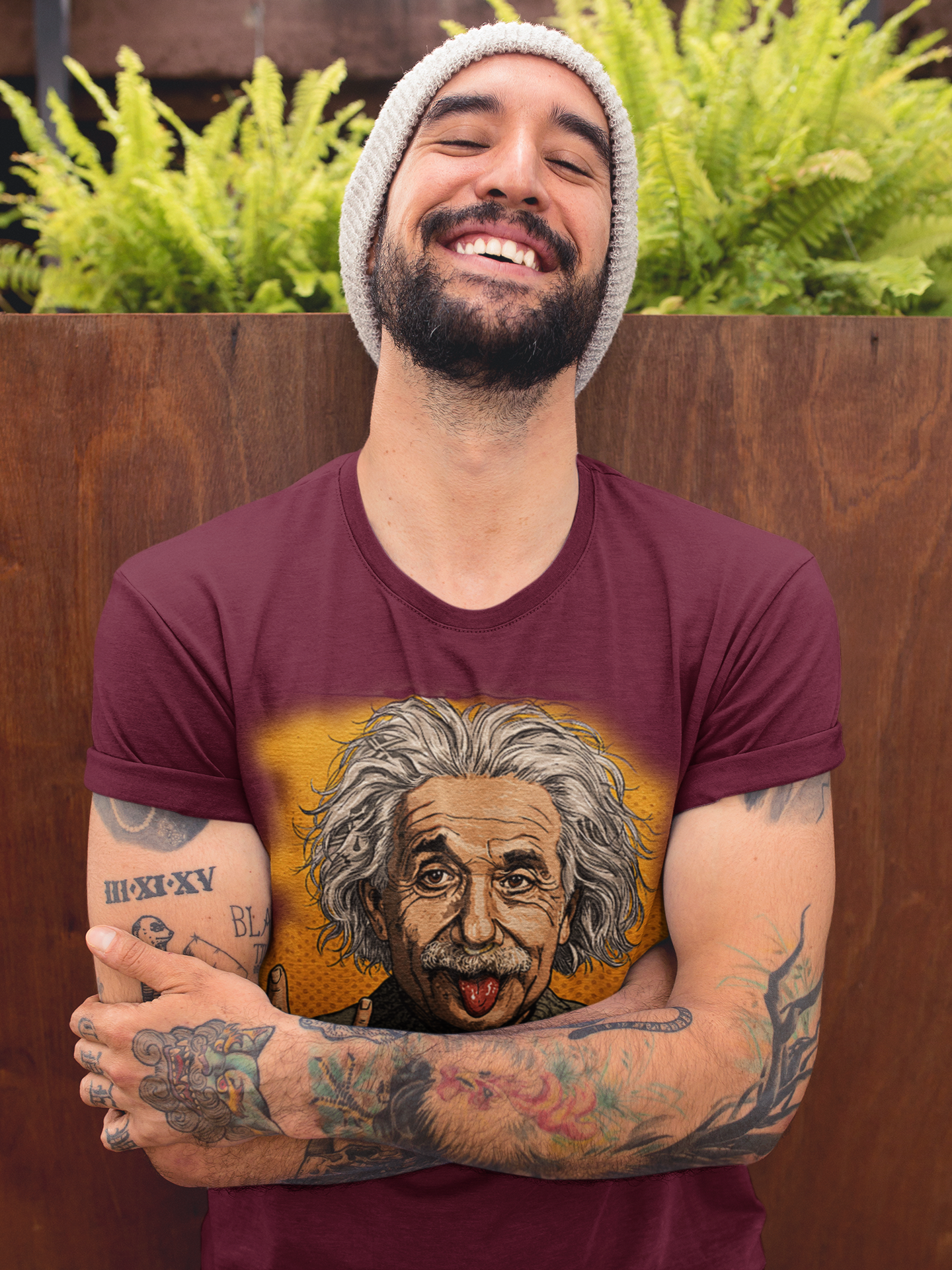 Rock On Einstein Graphic T-Shirt - Solid Maroon - Graphic Tee