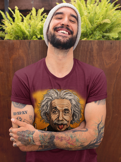 Rock On Einstein Graphic T-Shirt - Solid Maroon - Graphic Tee