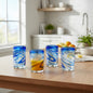 Blue Swirl Hand-Blown Glass Mexican Drinking Tumbler - Set of 4 - Mexican Drinking Glass