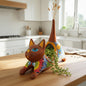 Talavera Cat Planter Colorful Handmade Stretching Animal Pot - - Talavera Planter