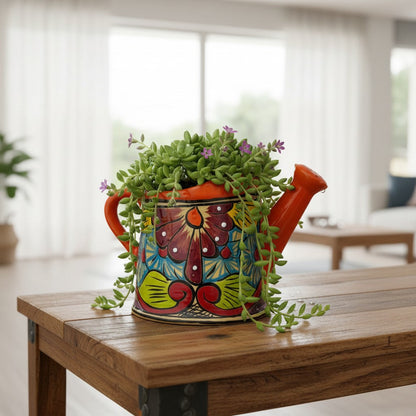 Talavera Watering Can Planter Hand-Painted Mexican Pottery - - Talavera Planter
