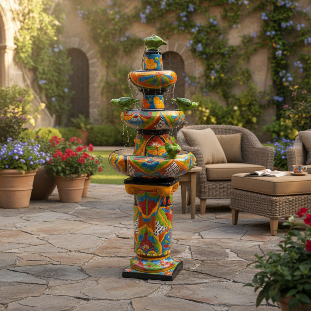Handmade Talavera Fountain Authentic Mexican Art - - Talavera Fountain