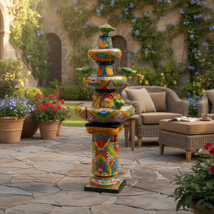 Handmade Talavera Fountain Authentic Mexican Art - - Talavera Fountain