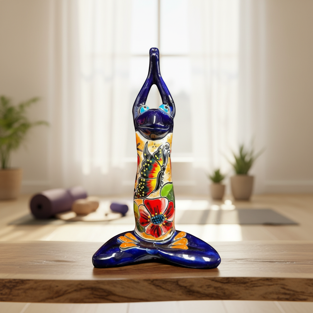 Large Talavera Frog Statue Mexican Art Decor - - Talavera Statue