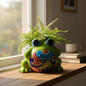Colorful Talavera Frog Planter Handmade Mexican Pottery Statue - - Talavera Planter