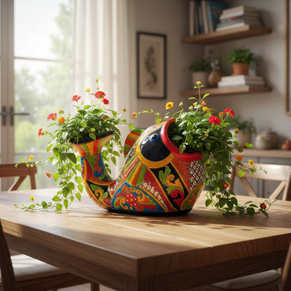 Talavera Fish Planter Hand-Painted Mexican Ceramic Decor - - Talavera Planter