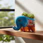 Talavera Elephant Planter Colorful Hand-Painted Ceramic Animal Pot - - Talavera Planter