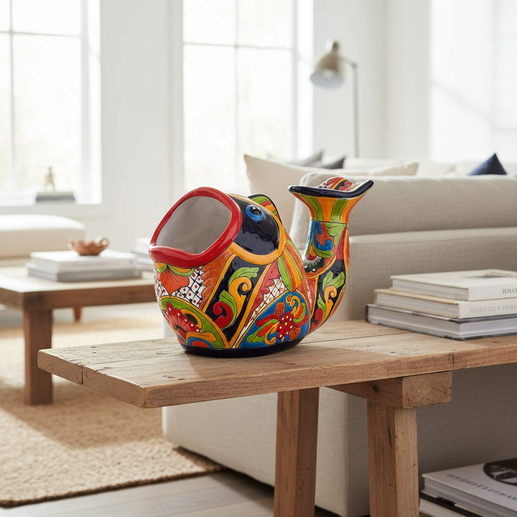 Talavera Fish Planter Hand-Painted Mexican Ceramic Decor - - Talavera Planter