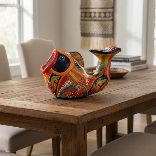 Talavera Fish Planter Hand-Painted Mexican Ceramic Decor - - Talavera Planter