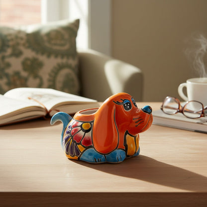 Small Talavera Dog Planter Mexican Animal Pottery - - Talavera Planter