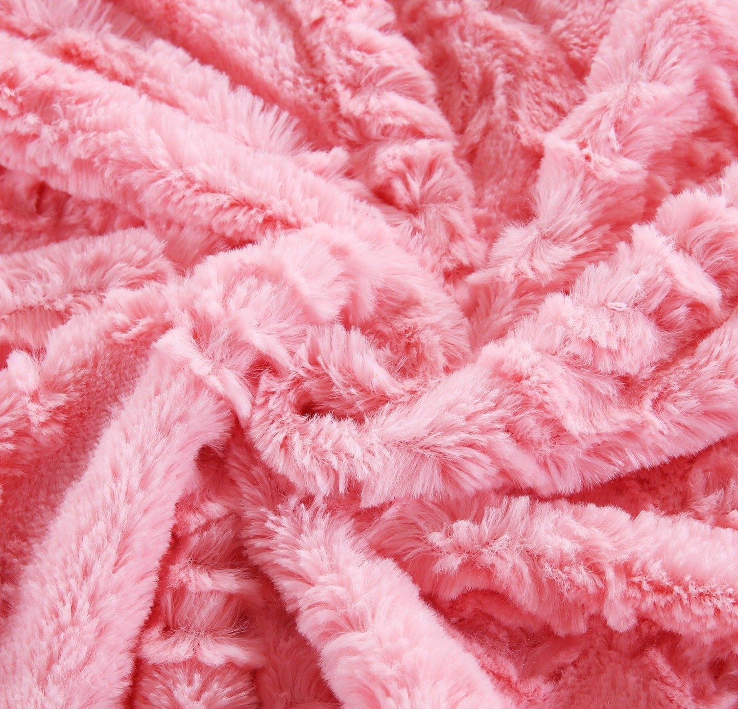 DaDa Bedding Luxury Blossom Pink Rose Buds Pink Sherpa Backside Faux Fur Throw Blanket (BL-171752) - - Throw Blankets