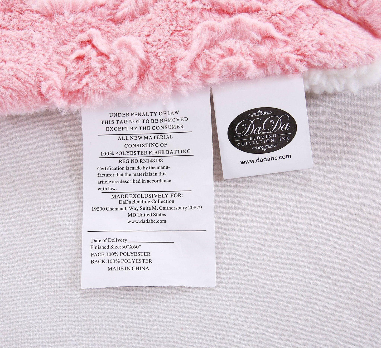 DaDa Bedding Luxury Blossom Pink Rose Buds Pink Sherpa Backside Faux Fur Throw Blanket (BL-171752) - - Throw Blankets