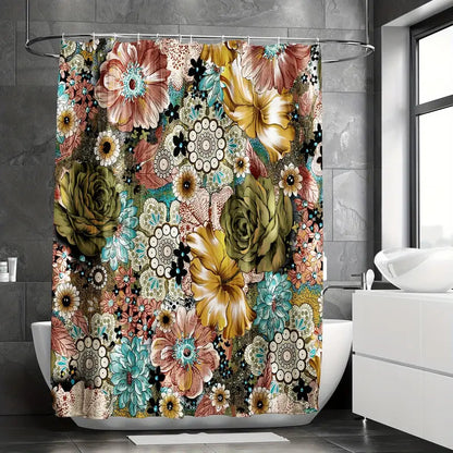 Colorful Bohemian Floral Waterproof Shower Curtain - Kia Day Design