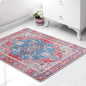 Red and Blue Non-Slip Printed Washable Low-Pile Rug - Kia Day Design