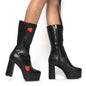 Women's Heart Zip Chunky Heel Mid Boots