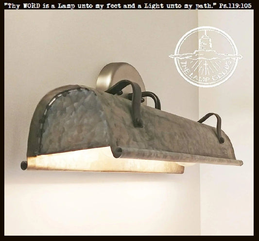 Galvanized Metal Wall Vanity Light - Brushed Nickel - Farmhouse Lighting