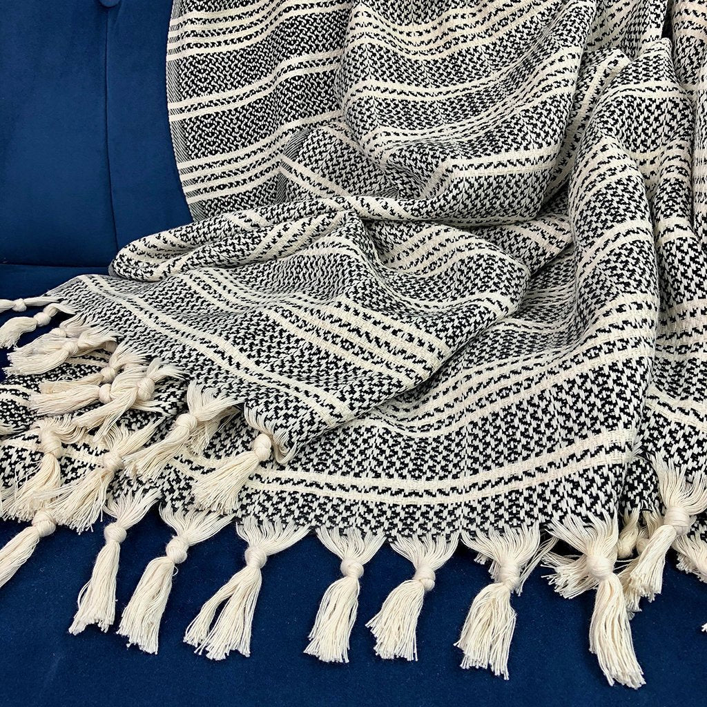High-Quality Woven Stripe Turkish Throw - - Home Decor