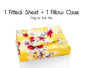 DaDa Bedding Sunshine Yellow Hummingbirds Floral Fitted Bed Sheet w/ Pillow Cases (JHW-925) - Twin - Fitted Sheet
