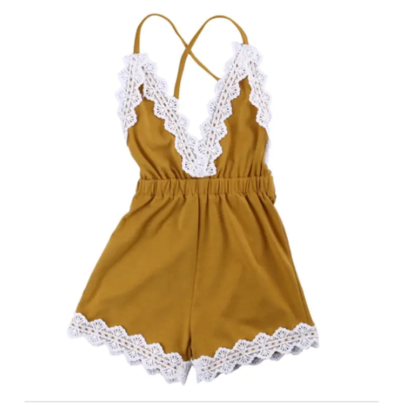 Girls Spaghetti Strap Lace Jumpsuit