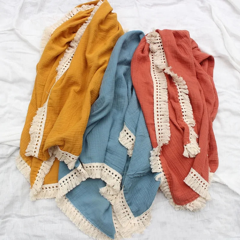 Organic Cotton Baby Tassel Blankets - Kia Day Design