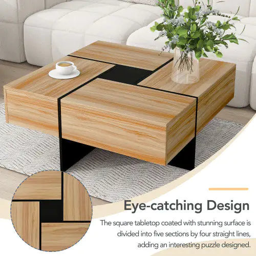 Unique Design Coffee Table With 4 Hidden Storage Compartments Kia Day Design