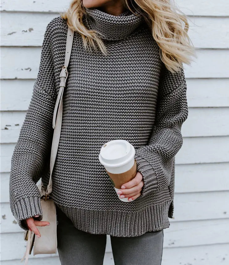Women's Chunky Knit High Neck Sweater