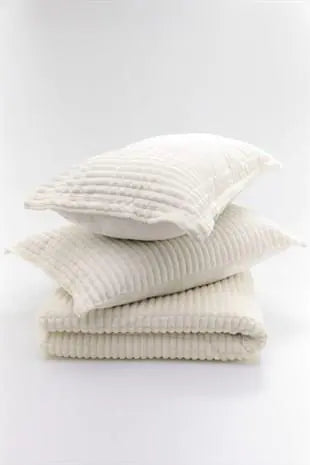 Merinos Modern Line 3 Piece Double Blanket Set Bone