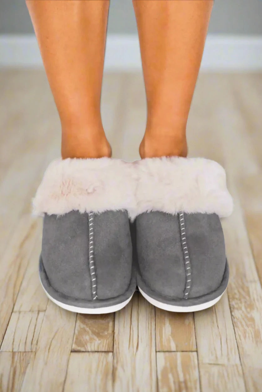 Fuzzy Suede Winter Slippers