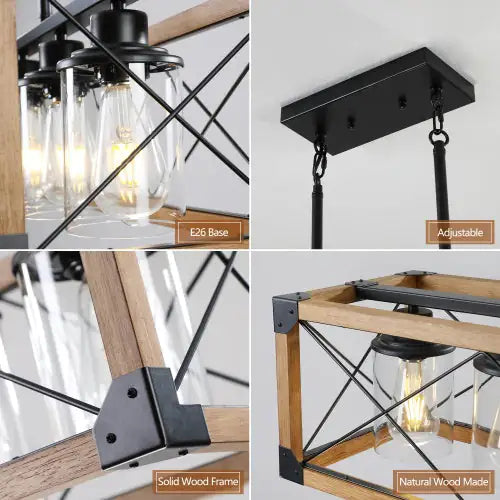 Walnut 5 Light Vintage Farmhouse Light - Kia Day Design