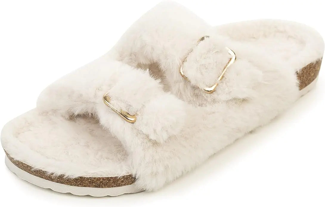 Adjustable Winter Fluffy Slides