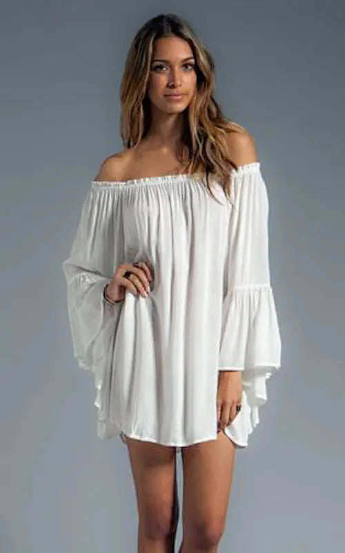 Loose-Fitting Chiffon Dress - - dress