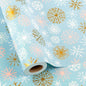 MAYPLUSS Winter Snowflake Christmas Gift Wrap - 17 Inch X 33 Feet - Wrapping Paper Christmas White and Gold Snowflake on Blue Mini Roll Holiday Gift Present Paper for Festival Party and Baby Shower Kia Day Design
