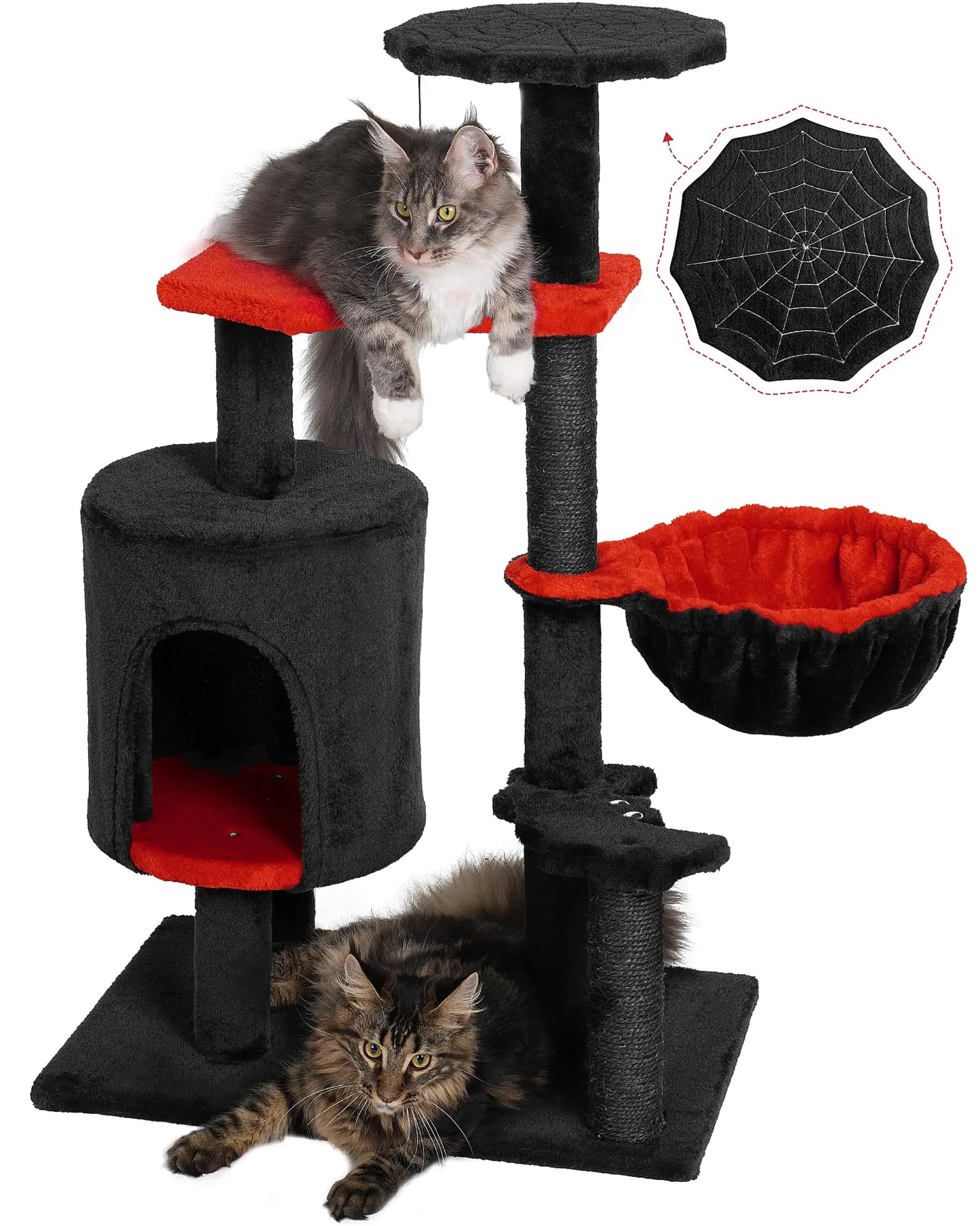 Black Aechonow Gothic Cat Tree with Bed 41.2 Cat Tower - - cat tree