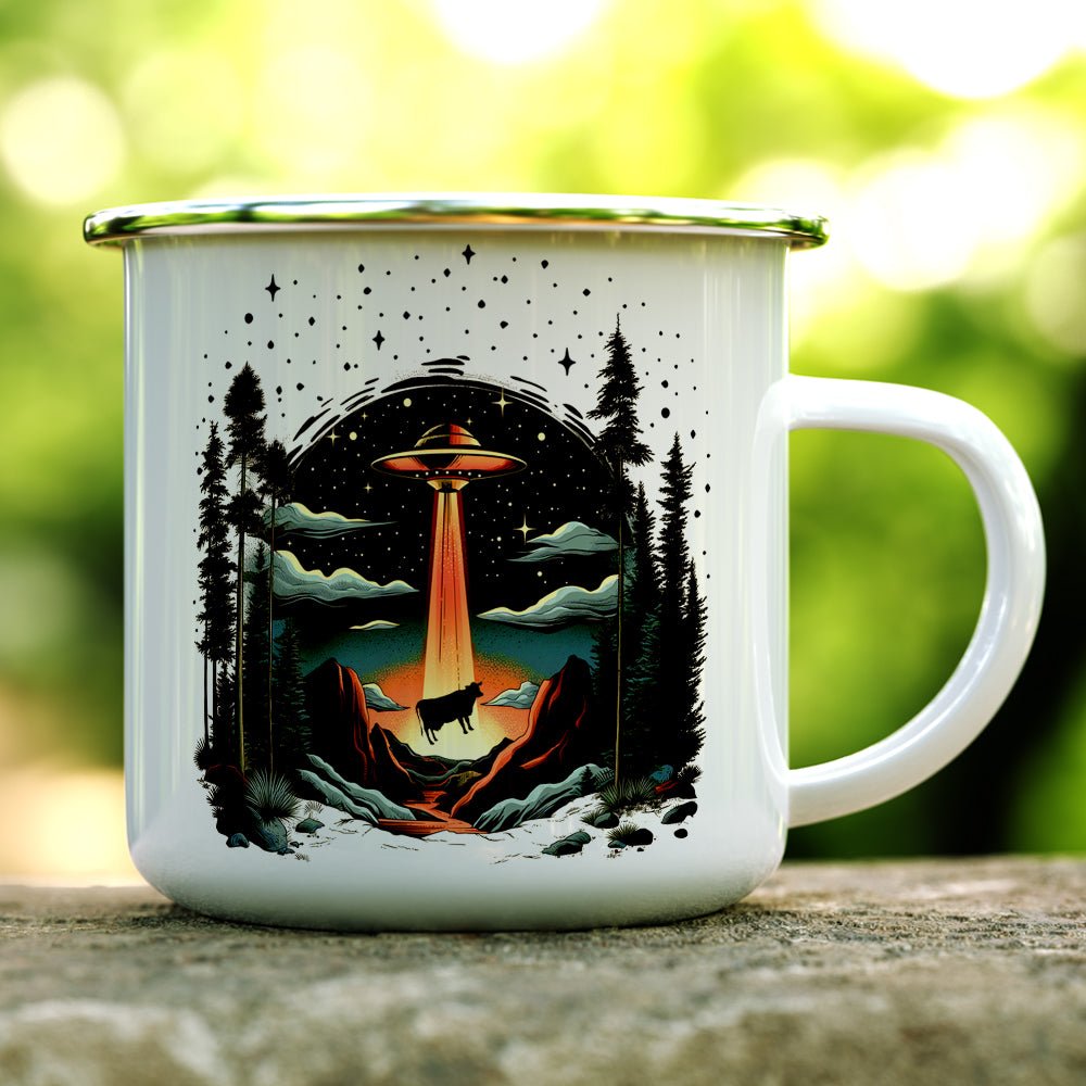 UFO Cow Abduction Camp Mug - -