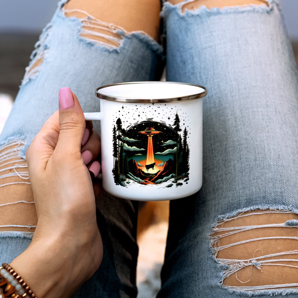 UFO Cow Abduction Camp Mug - -