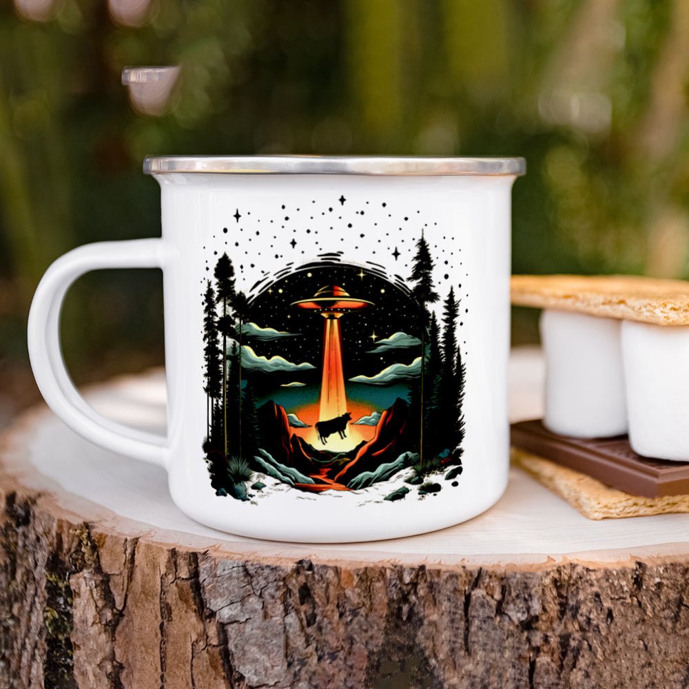 UFO Cow Abduction Camp Mug - -