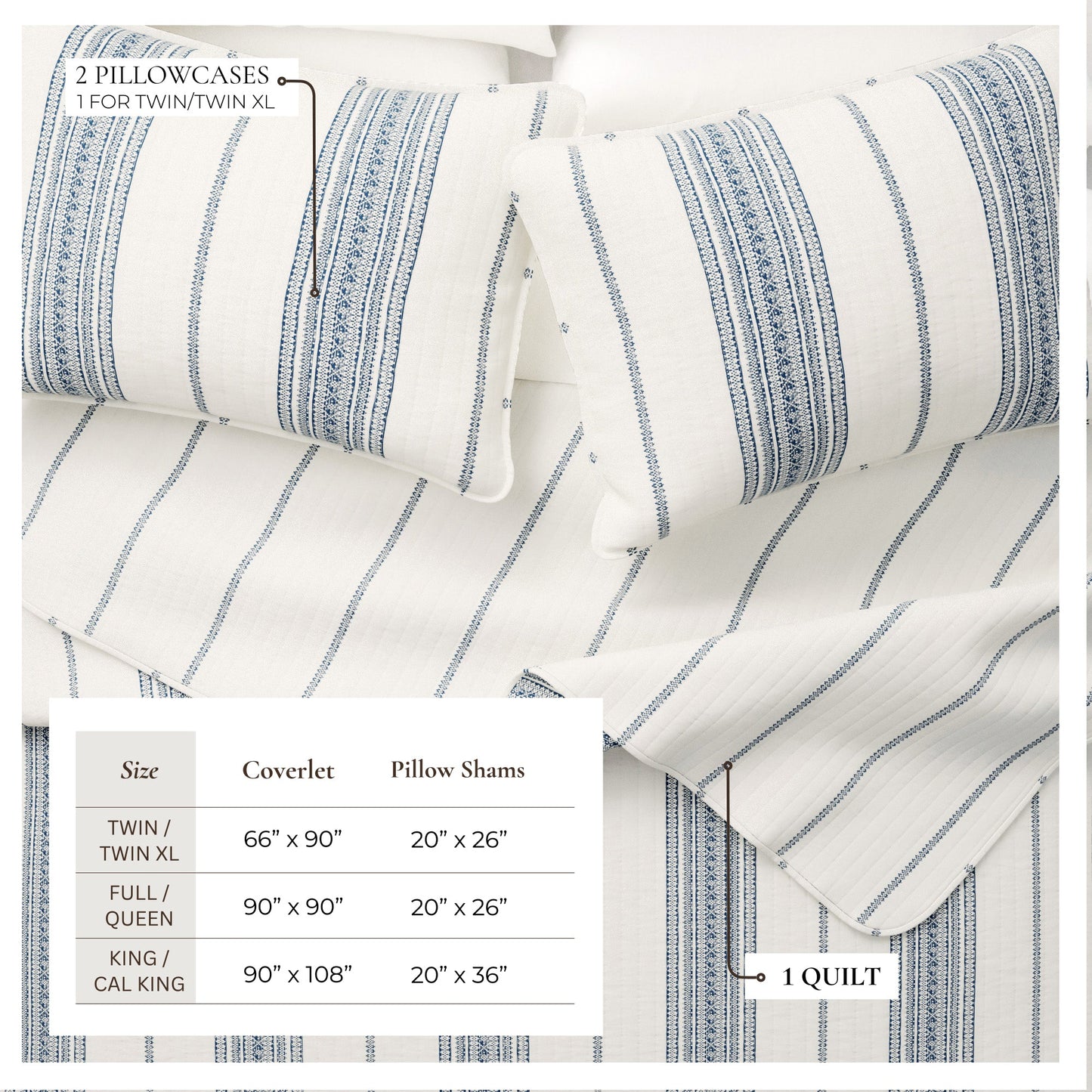 Stripe Quilt - Wesley Collection - - Quilts & Comforters