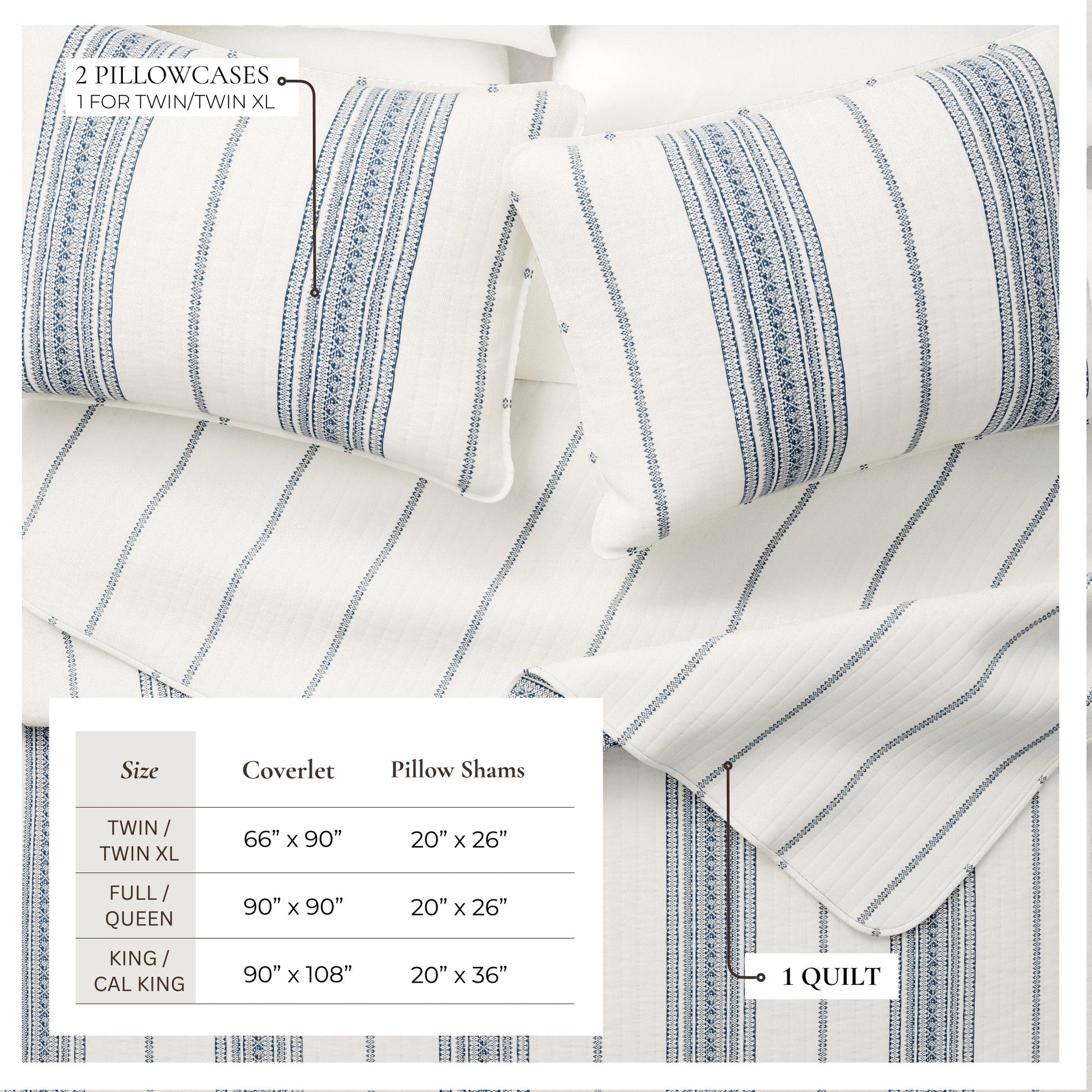Stripe Quilt - Wesley Collection - - Quilts & Comforters