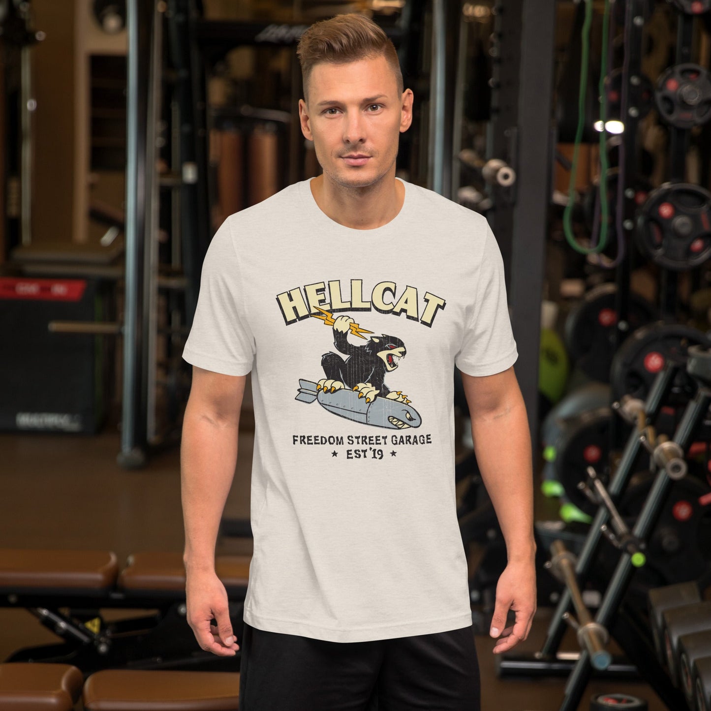 Big Cat Bomber T-Shirt - Heather Dust - T-Shirt
