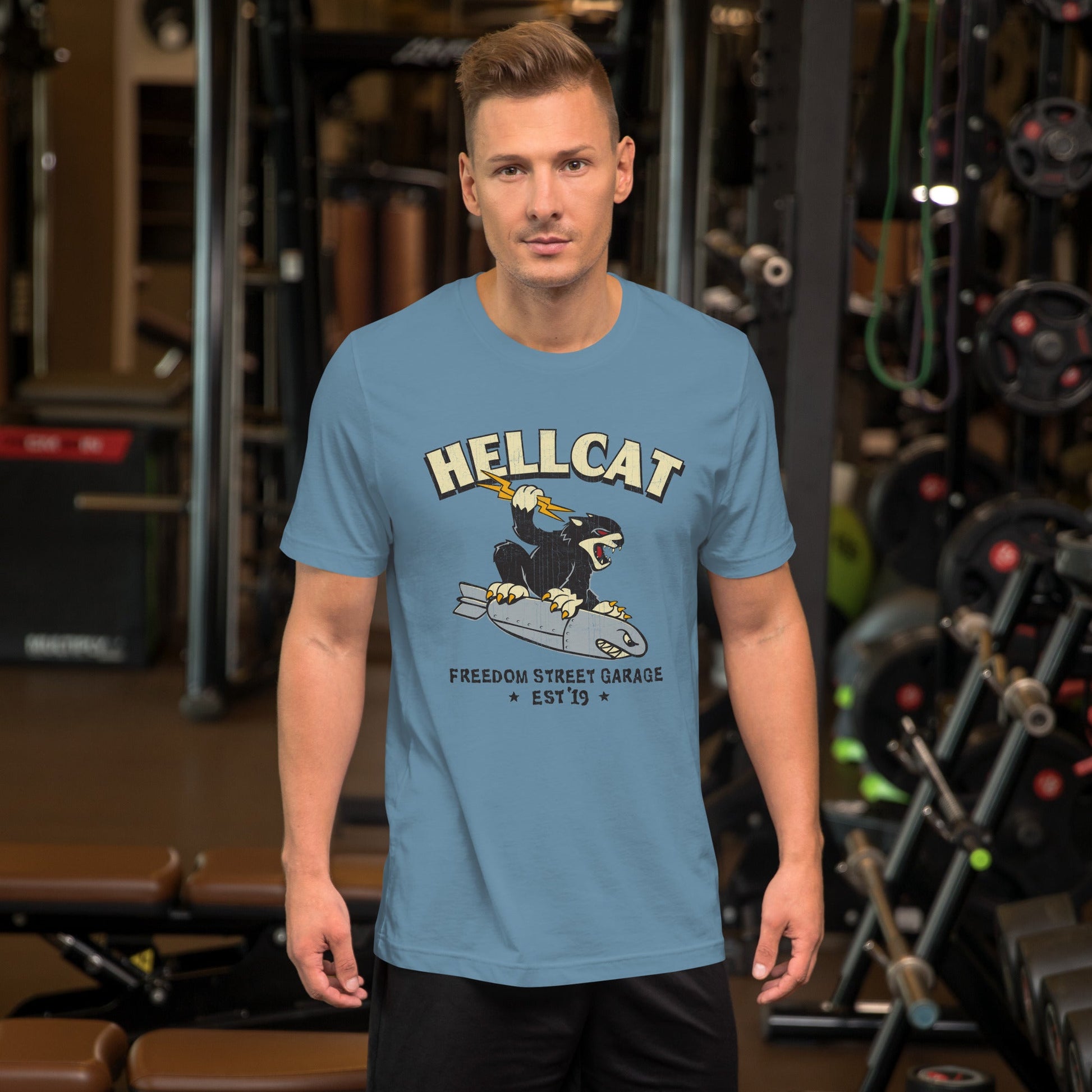 Big Cat Bomber T-Shirt - Steel Blue - T-Shirt