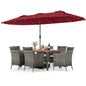 8 Pieces Outdoor Wicker Dining Furniture and 13.5 FT Double-Sided Patio Umbrella- DirectDeals- {{Product type}}