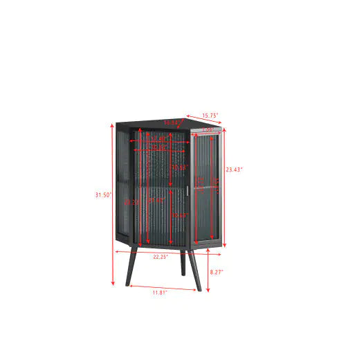 Floor Corner Cabinet with Tempered Glass Door and Storage Shelves - Kia Day Design