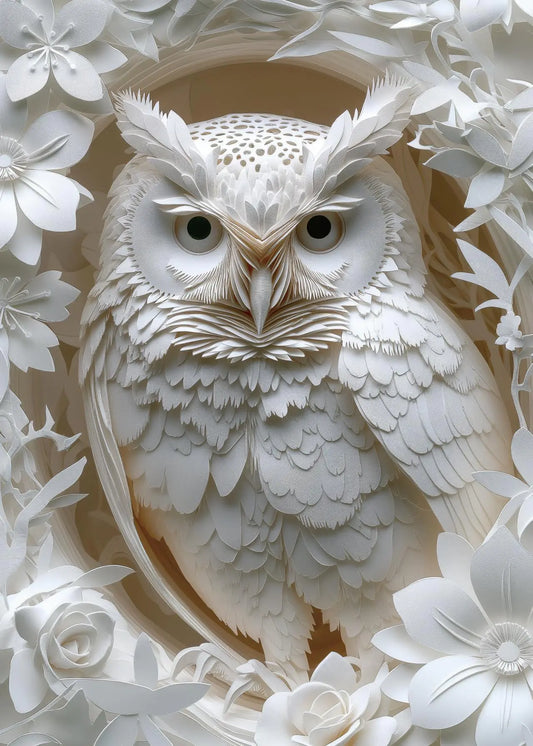 3D Owl Puzzles Paper Cut Art Puzzle 1000 Pieces for Adults White Bird Jigsaw Puzzle Jungle Animal Challenging Puzzles Hard Puzzle for Family Decorations Kia Day Design