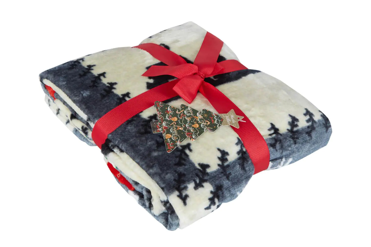 Dolce Bonita Home Wellsoft 3D TV Blanket Holly Jolly, Gray