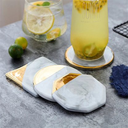 Gold Marble Ceramic Coaster Kia Day Design