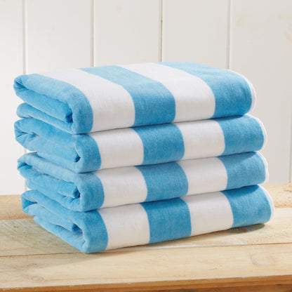 Cotton Velour Cabana Stripe Beach Towel - Novia Collection - -