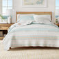Coastal Printed Cotton Quilt Set - St. Augustine Collection - Flag Stripe Kelp Breeze - Quilts & Comforters